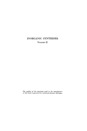 Inorganic Syntheses, Volume 2