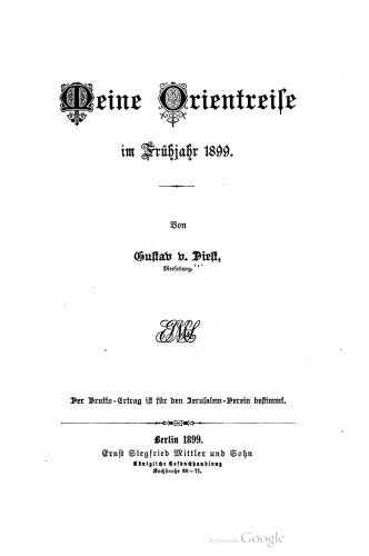 Meine Orientreise im Frühjahr 1899