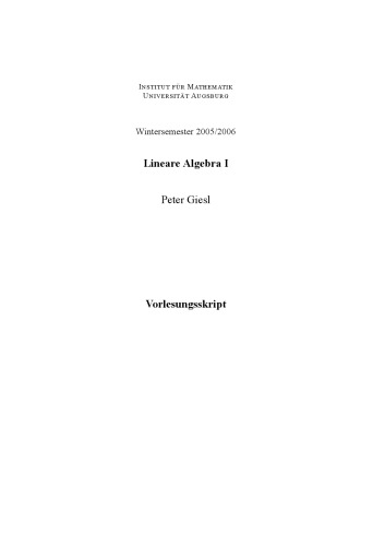 Lineare Algebra I [Lecture notes]