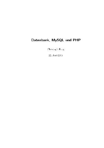 Datenbank, MySQL und PHP