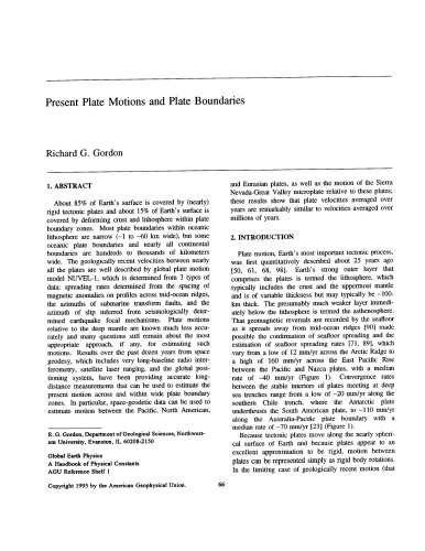 Present Plate motions and Plate Boundaries [short article]