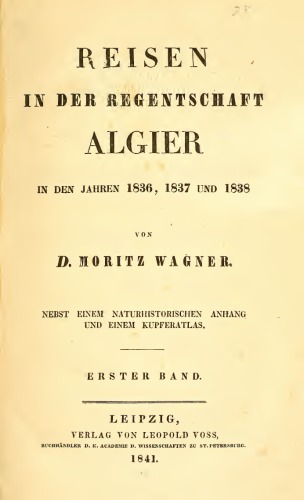 Reisen in der Regentschaft Algier in den Jahren 1836, 1837 und 1838