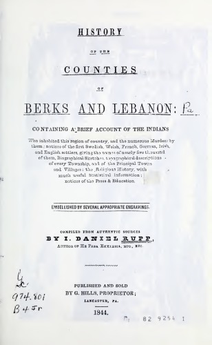 History of the Counties of Berks and Lebanon, Pa.