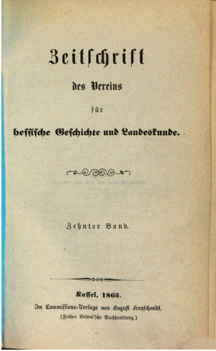 Zeitschrift des Vereins für hessische Geschichte und Landeskunde