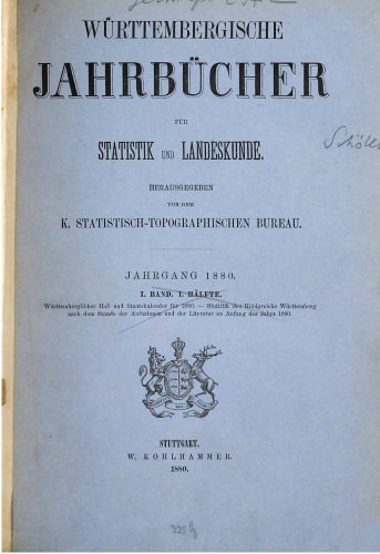 Württembergische Jahrbücher für Statistik und Landeskunde