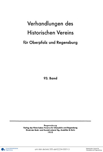 Verhandlungen des Historischen Vereins für Oberpfalz und Regensburg