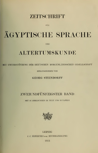 Zeitschrift für Ägyptische Sprache und Altertumskunde