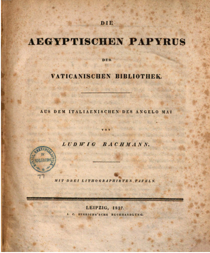 Die ägyptischen Papyrus der Vatikanischen Bibliothek