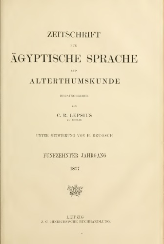 Zeitschrift für Ägyptische Sprache und Altertumskunde