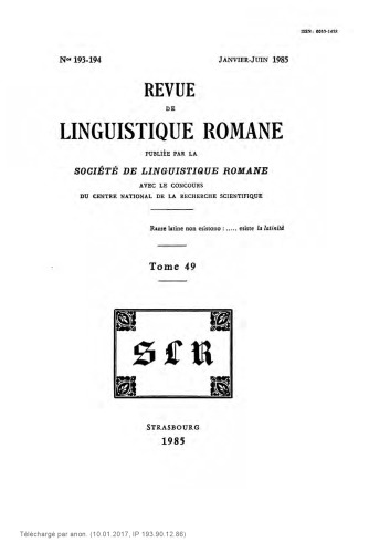 Revue de linguistique romane