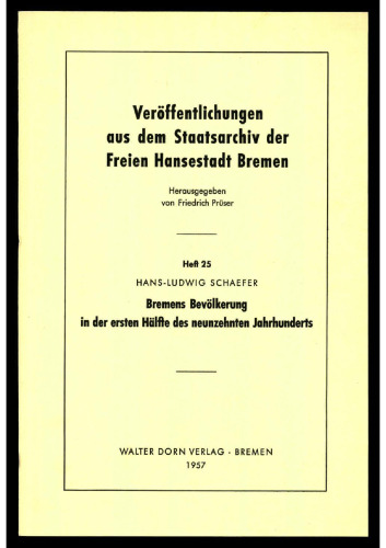 Bremens Bevölkerung in der ersten Hälfte des neunzehnten Jahrhunderts