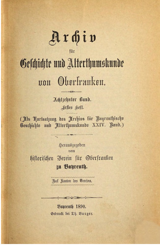 Archiv für Geschichte und Altertumskunde von Oberfranken