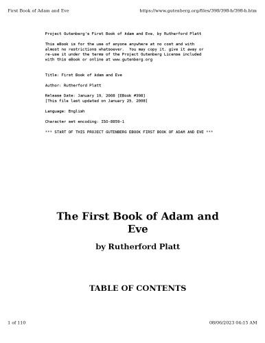 The First Book of Adam and Eve