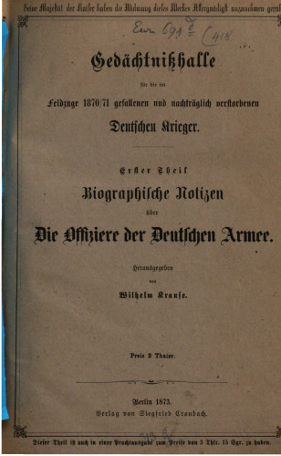 Biographische Notizen über die Offiziere der deutschen Armee