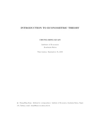 Introduction to econometric theory