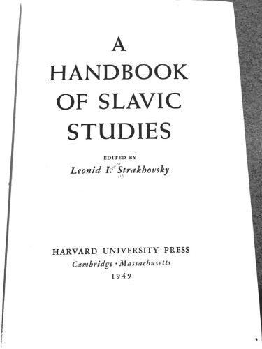 Handbook of Slavic Studies