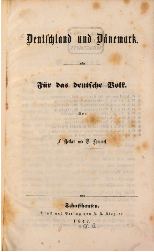 Deutschland und Dänemark ; für das deutsche Volk