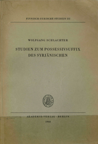 Studien zum Possessivsuffix des Syrjänischen