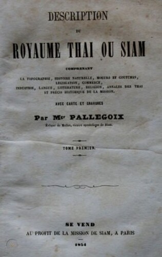 Description du royaume Thai ou Siam (1854)