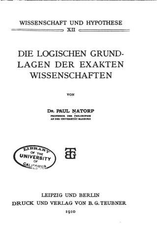 Die logischen Grundlagen der exakten Wissenschaften