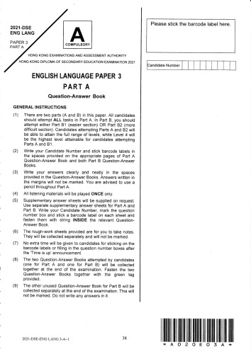 HKDSE English Language 2021: Paper 3