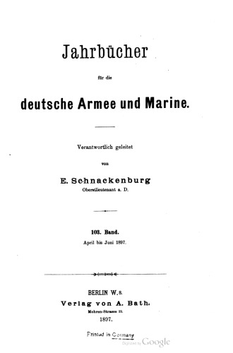 Jahrbücher für die Deutsche Armee und Marine / April bis Juni 1897