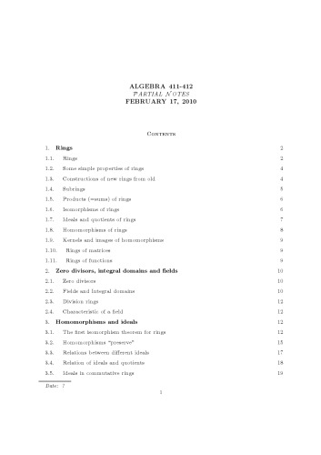 Algebra 411-412: Partial notes, 2010