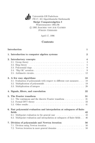 Lecture notes on computer algebra 1
