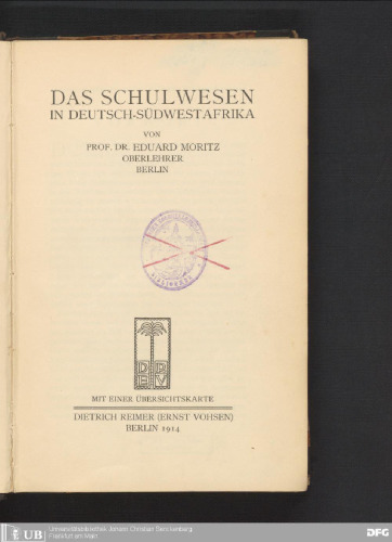 Das Schulwesen in Deutsch-Südwestafrika