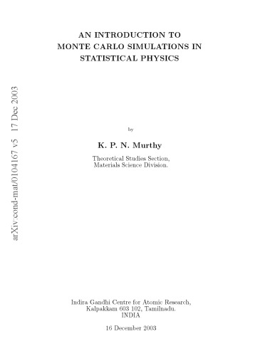 An Introduction to Monte Carlo Simulations in Statistical Physics