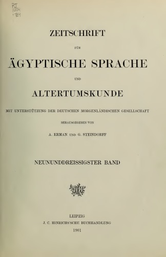 Zeitschrift für Ägyptische Sprache und Altertumskunde