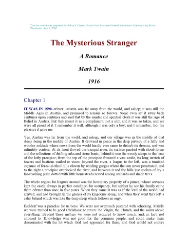 The Mysterious Stranger (Twain, Mark Mark Twain Library)