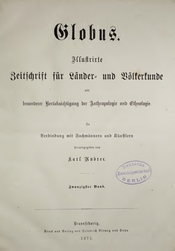Globus. Illustrirte Zeitschrift für Länder- und Völkerkunde
