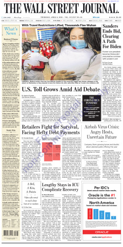 Wall Street Journal Thursday April 9, 2020