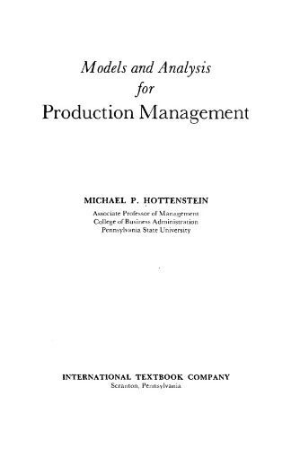 Models and analysis for production management