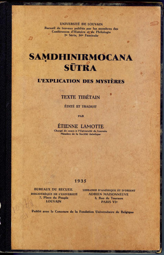 Saṃdhinirmocana Sūtra: L'Explication des Mystères