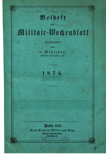Beihefte zum Militär-Wochenblatt