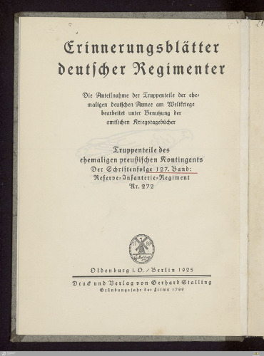 Das Res.-Infanterie-Regiment Nr. 272 im Weltkriege