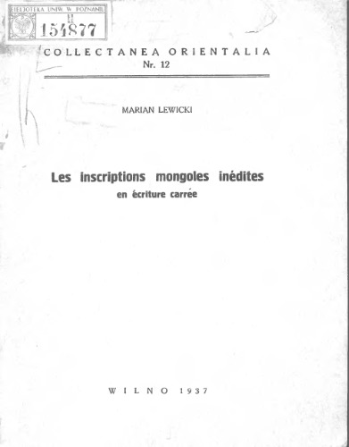 Les inscriptions mongoles inédites en écriture carrée