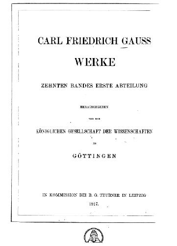 Werke. Nachtraege zur reinen Mathematik