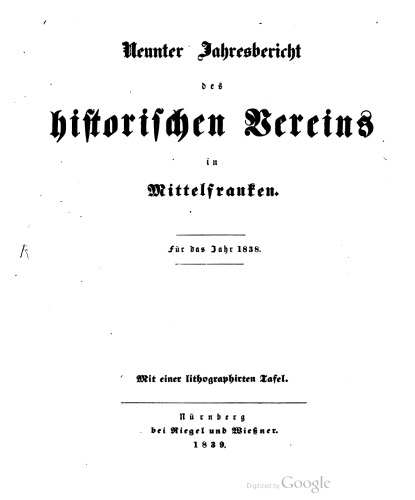 Jahresbericht des Historischen Vereins in Mittelfranken