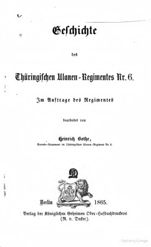 Geschichte des Thüringischen Ulanen-Regiments Nr. 6