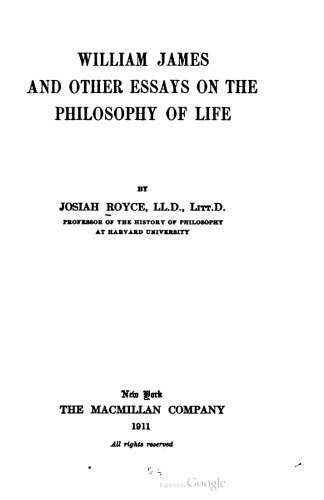 William James and Other Essays