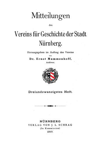 Mitteilungen des Vereins für Geschichte der Stadt Nürnberg