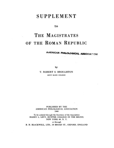 The magistrates of the Roman Republic, Vol. 3