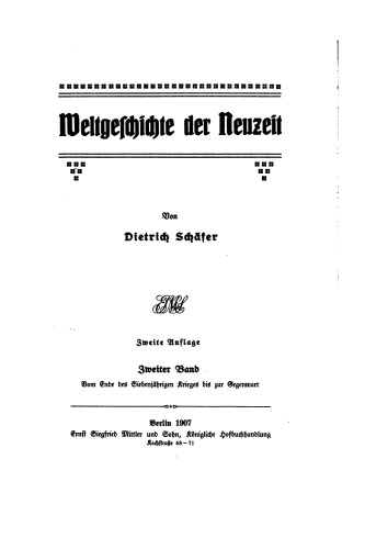 Vom Ende des Siebenjährigen Krieges bis zur neuesten Zeit