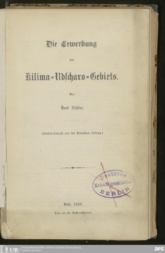Die Erwerbung des Kilima-Ndscharo-Gebiets
