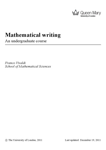 Mathematical writing. An undergraduate course