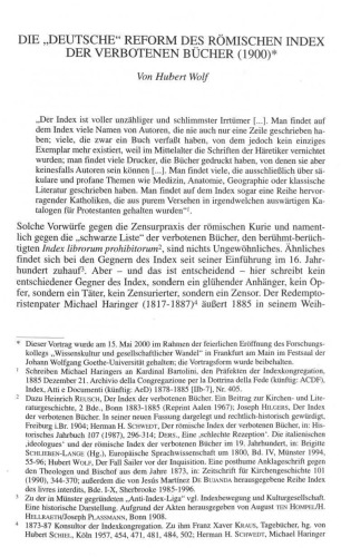 DIE „DEUTSCHE" REFORM DES RÖMISCHEN INDEX DER VERBOTENEN BÜCHER (1900)