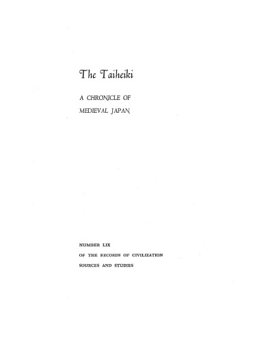 The Taiheiki: a chronicle of medieval Japan